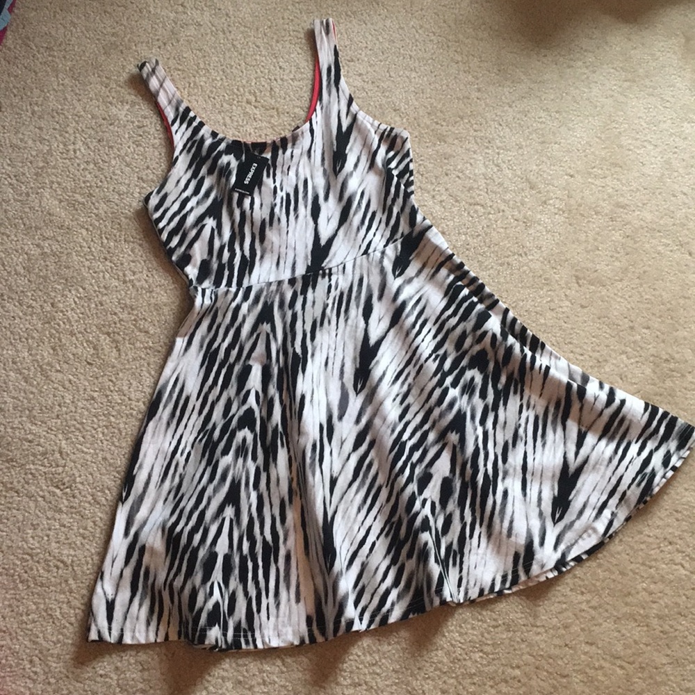 Black and white striped swing dress size medium